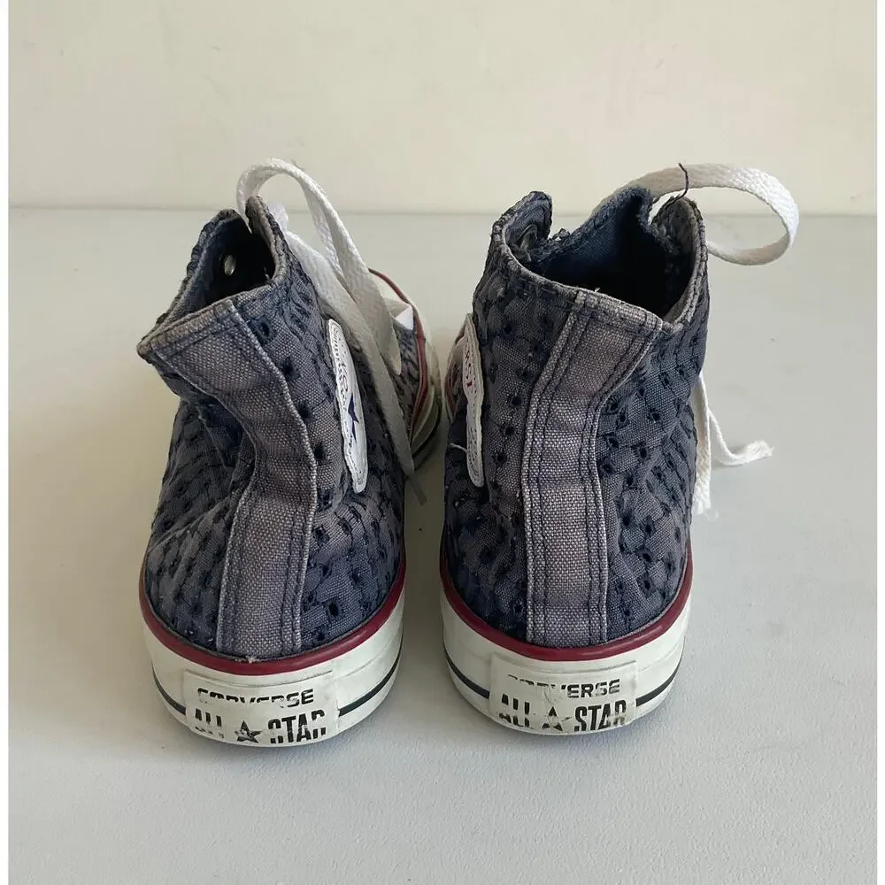 Converse Chuck Taylor All Star High Top Blue Perforated Sneakers Women's Size 7 - Picture 4 of 8